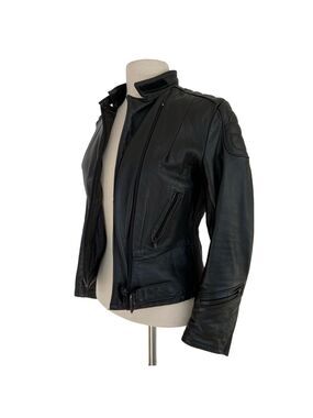 Taurus by Drospo biker leather jacket woman padded secure safe padded crop small